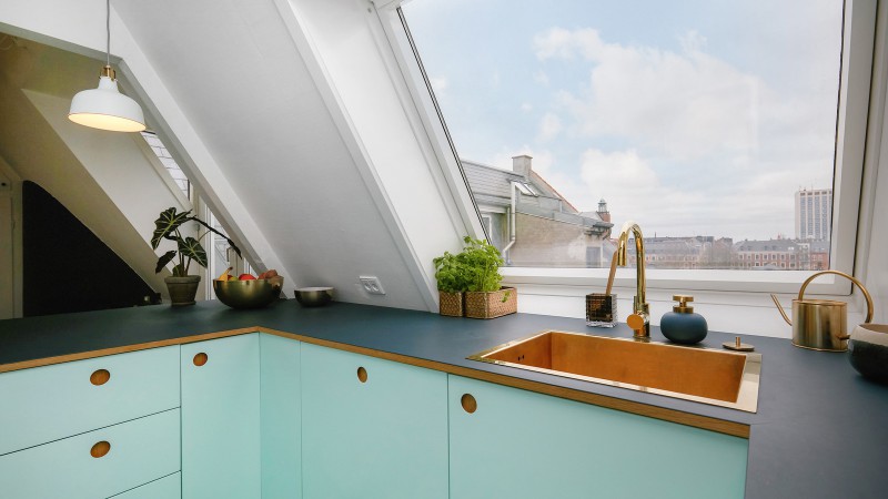 薄荷色的厨房,丹麦,Camilla Ropers