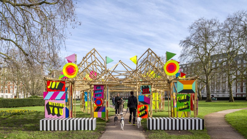 See Through Bamboo 装置,伦敦,  Morag Myerscough