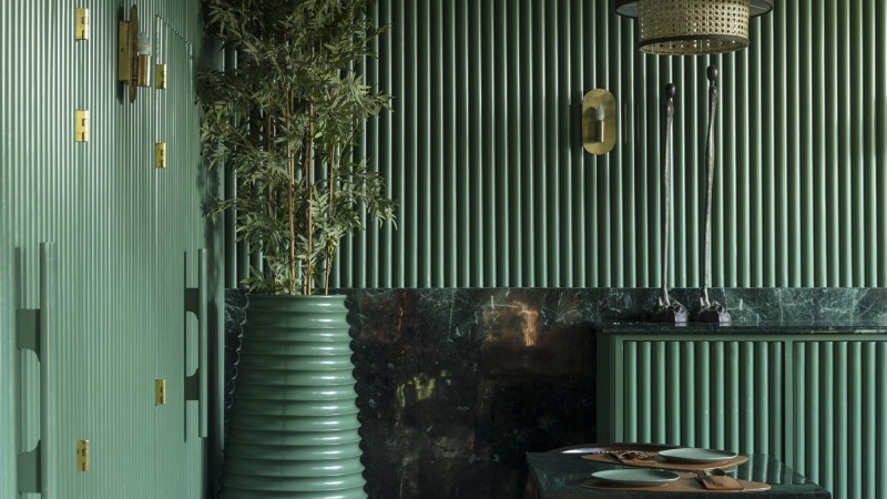 Fluted Emerald Elgin Cafe餐厅，印度，RENESA Architecture Design Interiors Studio